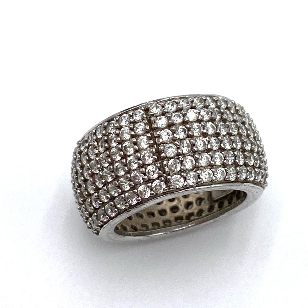 925 Ring Size 7 Sterling Silver Pave Infinity Band Chunky CZs  11.42g